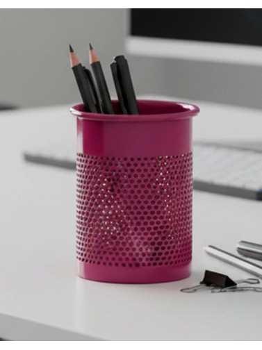 Pink metallic pencil holder or pen holder (10,5 x 9.5 cm)