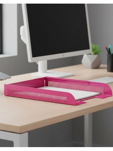 Stackable document tray. Pink colour (one unit)