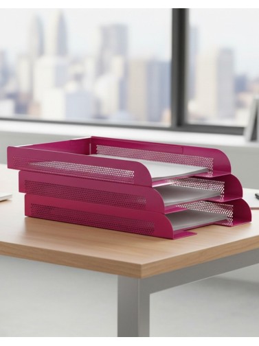 Stackable document tray. Pink colour (3 units)