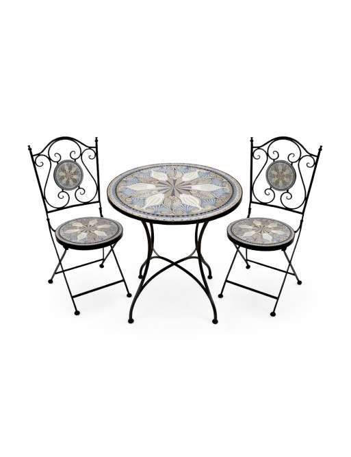 SET OF TABLE AND TWO GARDEN CHAIRS MODEL AZIEL