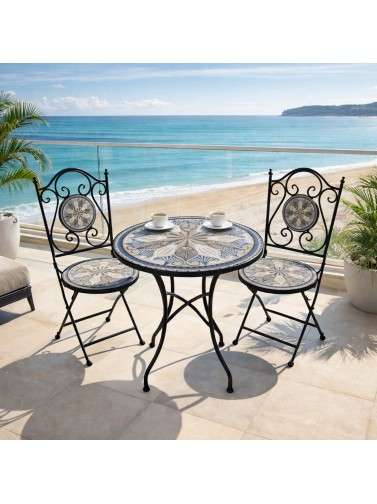 SET OF TABLE AND TWO GARDEN CHAIRS MODEL AZIEL
