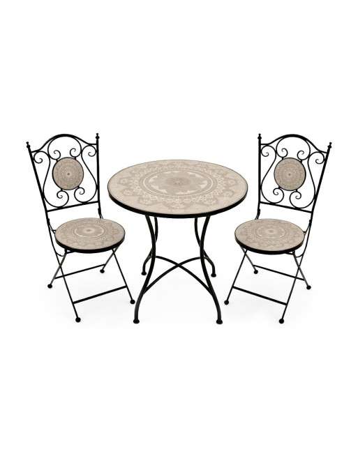 ENSEMBLE DE TABLE ET DEUX CHAISES DE JARDIN MODÈLE SOREL