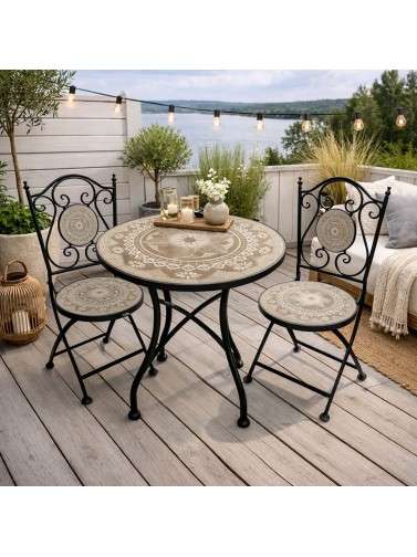 SET OF TABLE AND TWO GARDEN CHAIRS MODEL SOREL