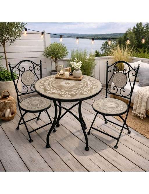 SET OF TABLE AND TWO GARDEN CHAIRS MODEL SOREL