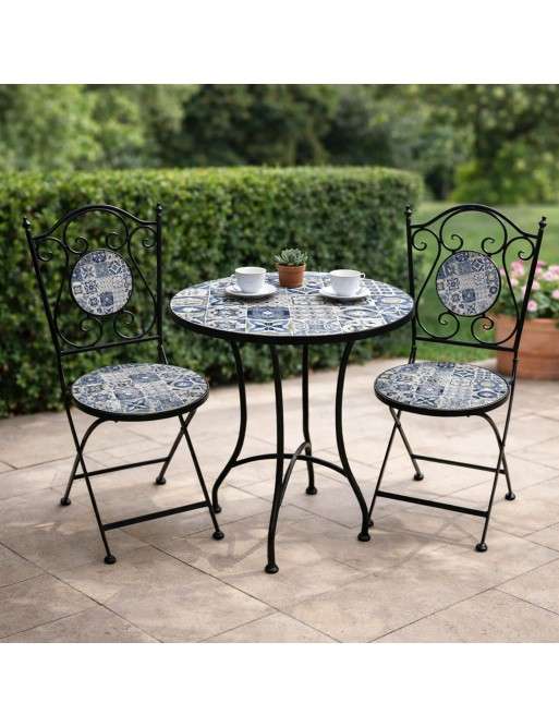 TISCHSET UND ZWEI GARTENSTÜHLE MODELL TALAZIA