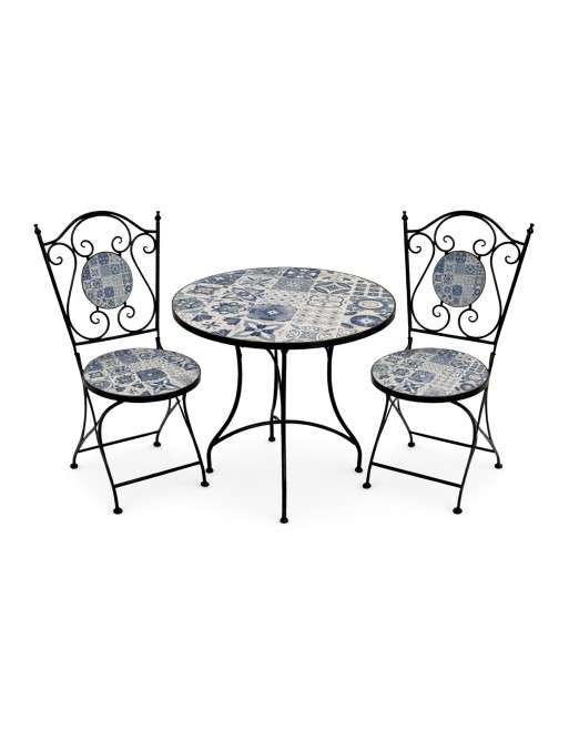 ENSEMBLE DE TABLE ET DEUX CHAISES DE JARDIN MODÈLE TALAZIA