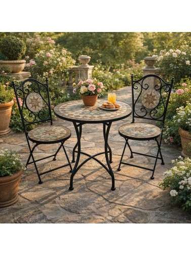 SET OF TABLE AND TWO GARDEN CHAIRS MODEL ZAREL