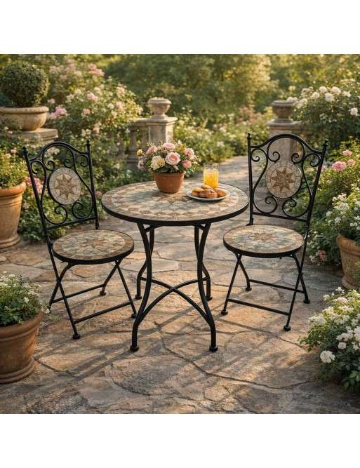 SET OF TABLE AND TWO GARDEN CHAIRS MODEL ZAREL