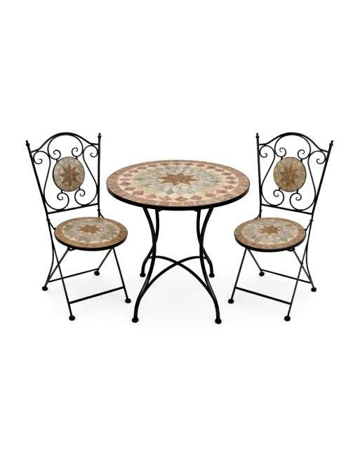 SET OF TABLE AND TWO GARDEN CHAIRS MODEL ZAREL