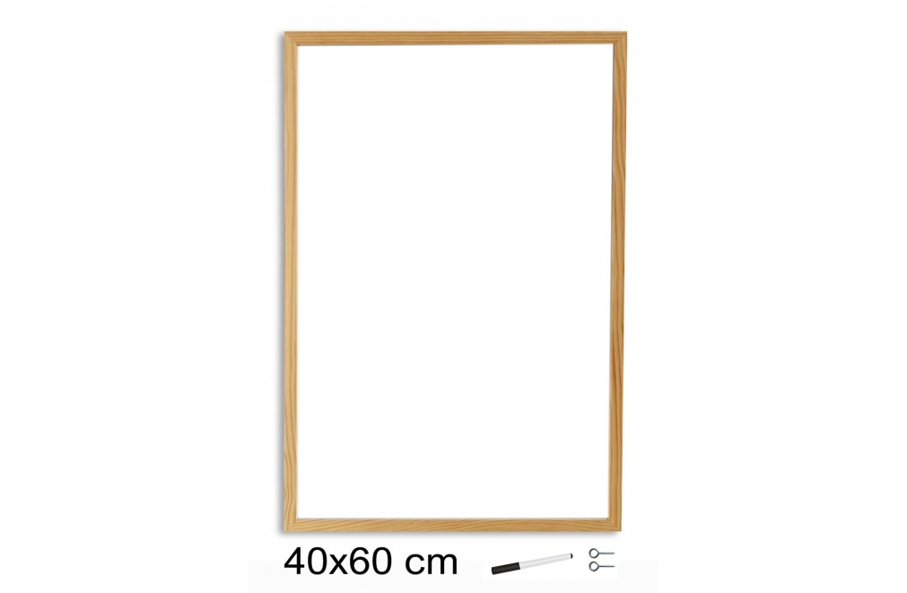 Weiße Schreibtafel mit Holzrahmen (40 x 60 cm)