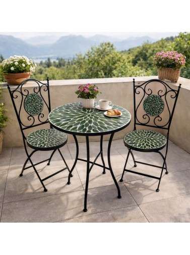 SET OF TABLE AND TWO GARDEN CHAIRS MODEL NAREL