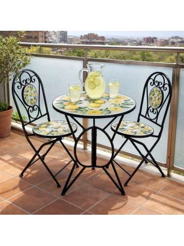 TISCHSET UND ZWEI GARTENSTÜHLE MODELL CITRO