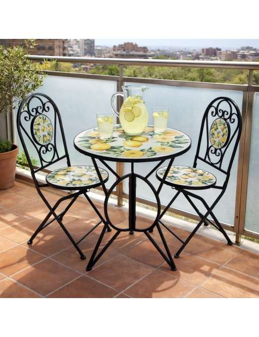 SET OF TABLE AND TWO GARDEN CHAIRS MODEL CITRO