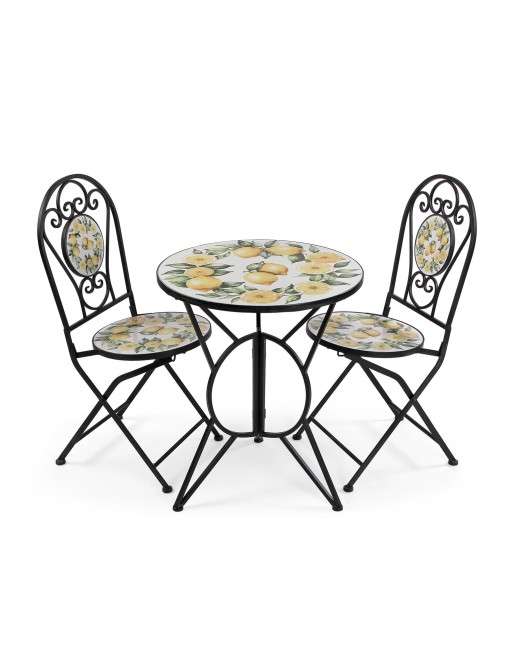 ENSEMBLE DE TABLE ET DEUX CHAISES DE JARDIN MODÈLE CITRO
