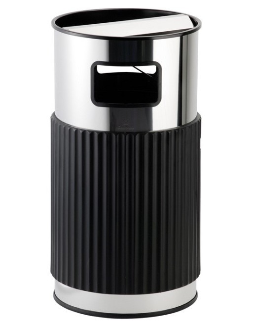 Cendrier-poubelle rond en acier inoxydable doublé de mousse de polyuréthane - Usage professionnel grandes surfaces