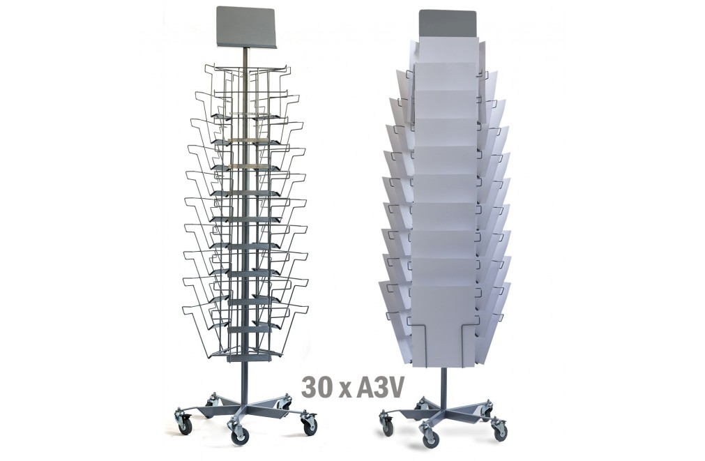Turning metal display stand with 30 separators for Newspaper