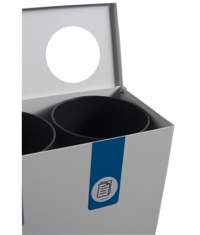 Papelera de reciclaje para 3 residuos (Amarillo / Gris / Azul)
