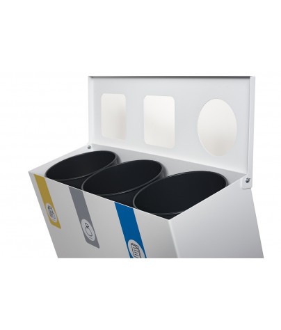 Recyclingbehälter für 3 Arten von Abfällen (Gelb / Grau / Blau)