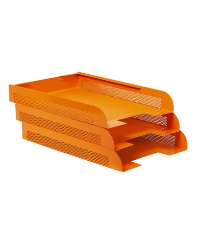 Conjunto sobremesa 8 piezas chapa perforada en color naranja