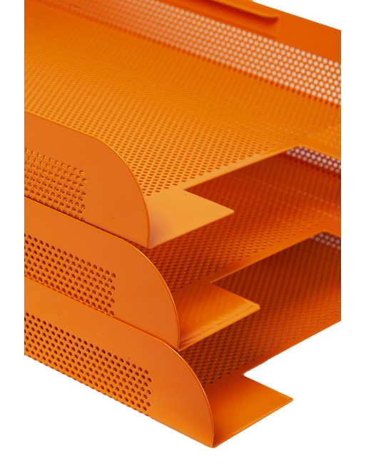 Conjunto sobremesa 8 piezas chapa perforada en color naranja Conjunto sobremesa 8 piezas chapa perforada en color naranja