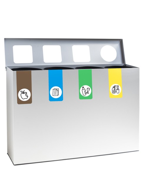 Poubelle de recyclage pour 4 déchets Poubelle de recyclage pour 4 déchets