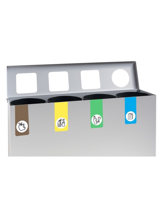Poubelle de recyclage pour 4 déchets. Couleur blanche Poubelle de recyclage pour 4 déchets. Couleur blanche