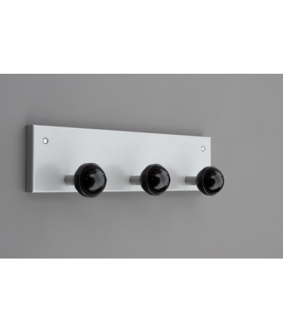 Wall-mounted rack with black ABS hooks (3 hooks)