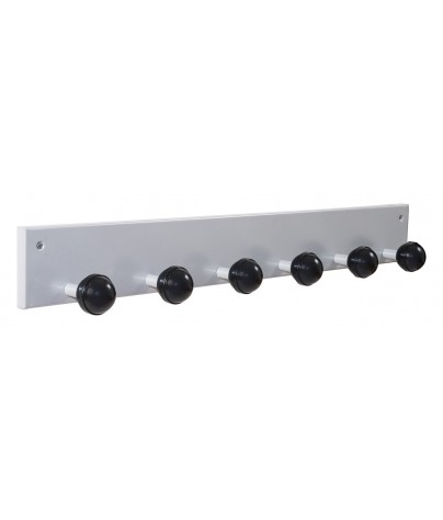 Wall-mounted rack with black ABS hooks (6 hooks)