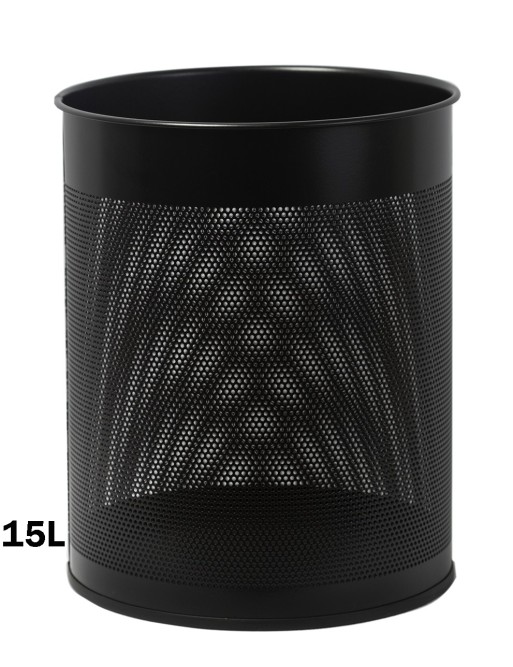 Papelera metálica perforada 15 Litros 31 x 26 cm color negra Papelera metálica perforada 15 Litros 31 x 26 cm color negra