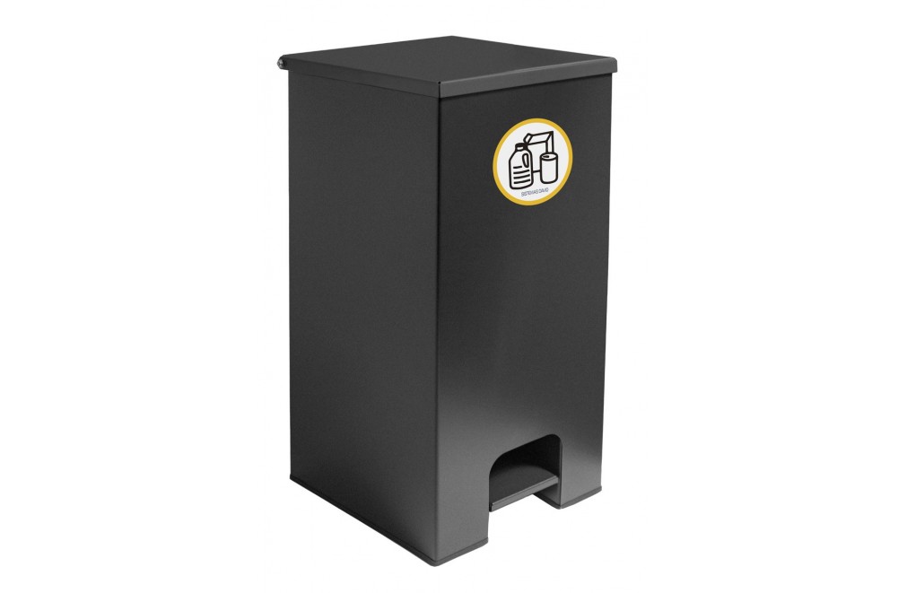 Industrial metal container with pedal 60l. - Black