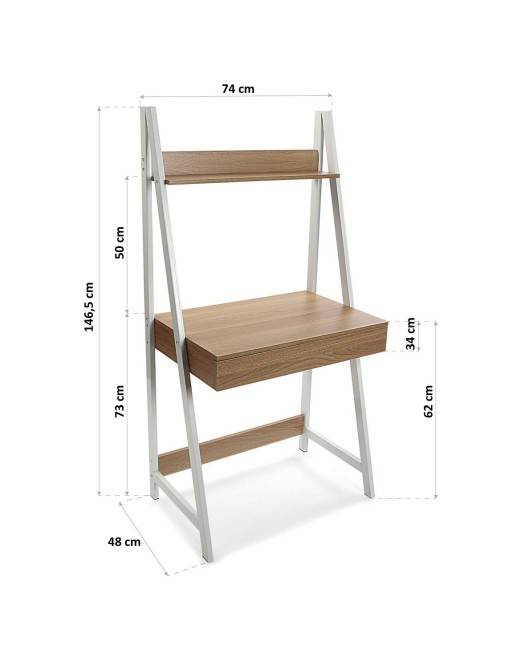 Mesa de escritorio con 1 cajón y 1 estante (Blanco) Mesa de escritorio con 1 cajón y 1 estante (Blanco)