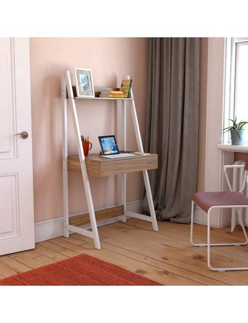 Tables de bureau avec 1 tiroir et 1 étagère - couleur blanche Tables de bureau avec 1 tiroir et 1 étagère - couleur blanche