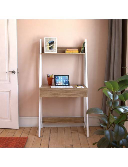 Mesa de escritorio con 1 cajón y 1 estante (Blanco) Mesa de escritorio con 1 cajón y 1 estante (Blanco)