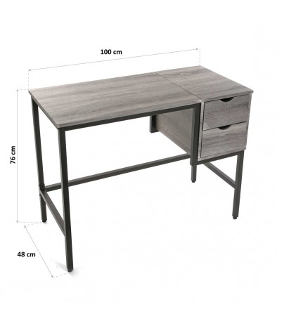 Mesa escritorio Mum de estilo industrial, madera y metal con 2 cajones