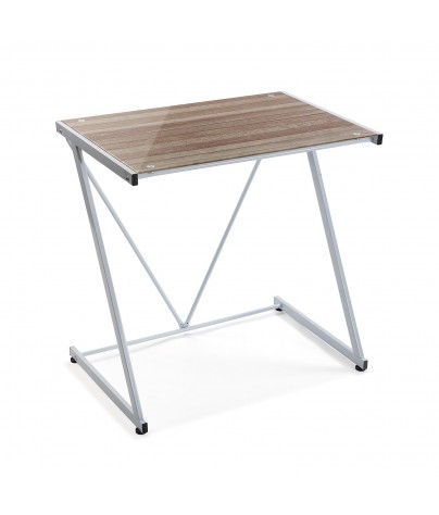 Table de bureau avec plateau en verre blanc