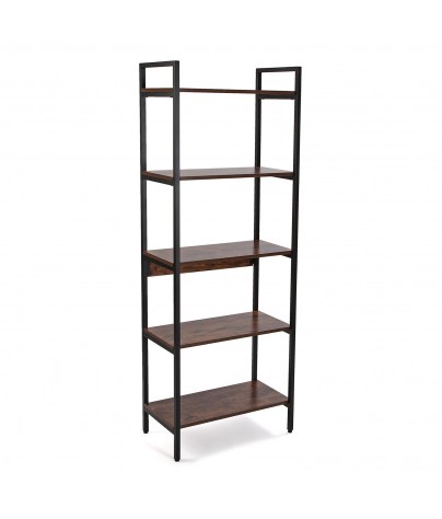 Metal shelf with 5 wooden shelves