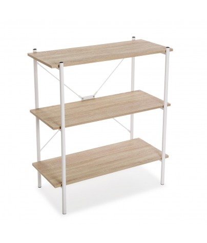 Metal shelf with 3 wooden shelves (White color)