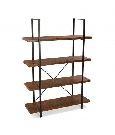 Metal shelf with 4 wooden shelves (Black)