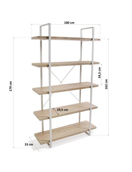 Metal shelf with 5 wooden shelves (XL) Metal shelf with 5 wooden shelves (XL)