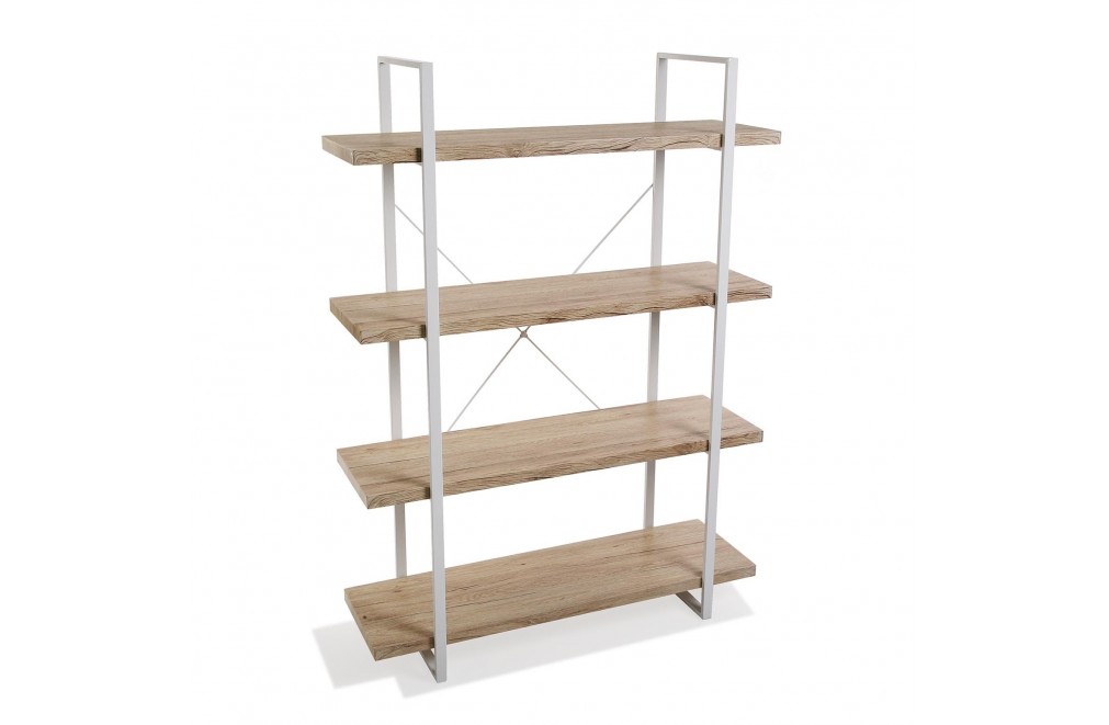 Metal shelf with 4 wooden shelves (XL)