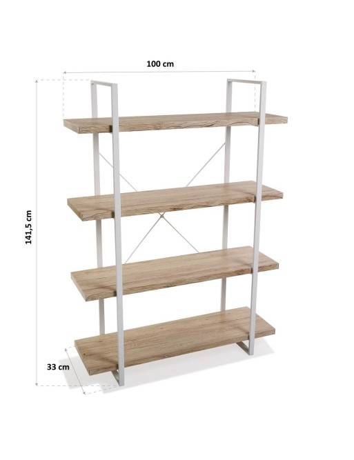 Metal shelf with 4 wooden shelves (XL) Metal shelf with 4 wooden shelves (XL)