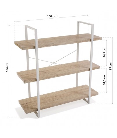 Metal shelf with 3 wooden shelves (XL)