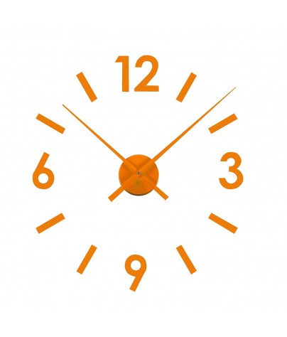 Vinyl wall clock with orange adhesive