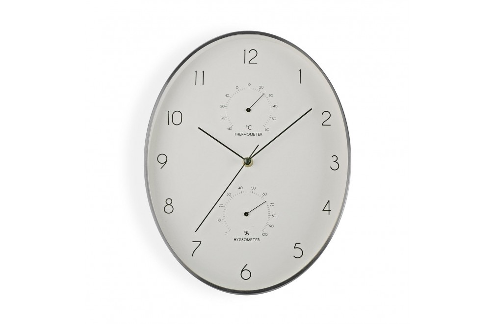 Oval shaped metal wall clock