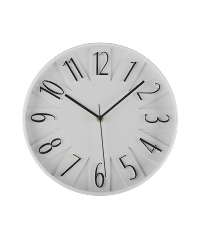 Horloge murale en plastique, couleur blanc de 30 cm de diamètre (Noir/blanc)