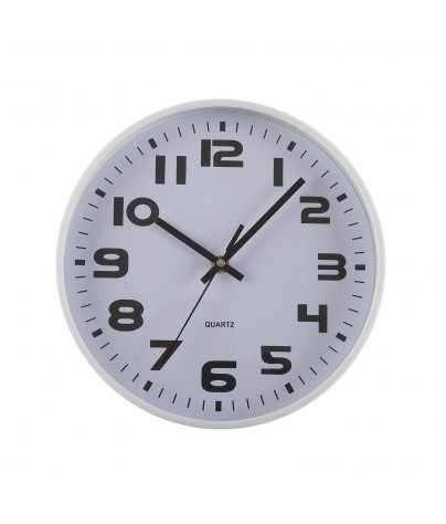 Horloge murale en métal couleur blanc, 25 cm de diamètre - Métal