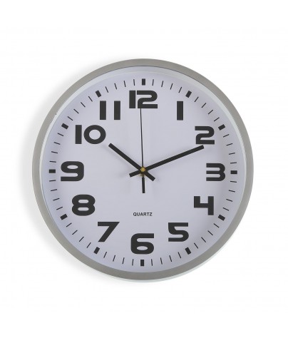 Horloge murale en plastique, couleur argenté de 30,5 cm de diamètre