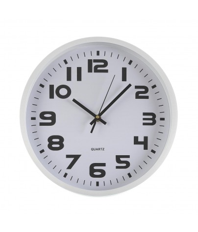 Horloge murale en plastique, couleur blanc de 30,5 cm de diamètre