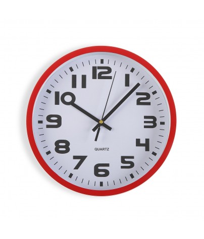 Horloge murale en plastique rouge d’un diamètre de 25 cm
