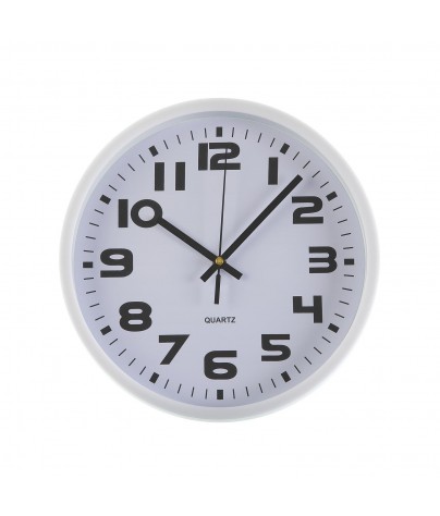 Horloge murale en plastique, couleur blanc de 25 cm de diamètre